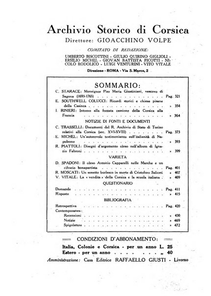 Archivio storico di Corsica pubblicazione trimestrale