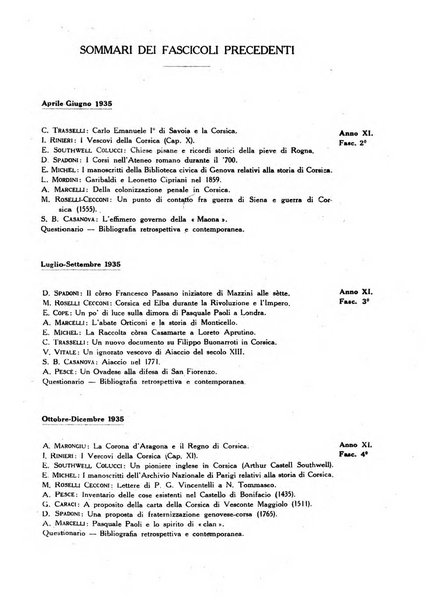 Archivio storico di Corsica pubblicazione trimestrale