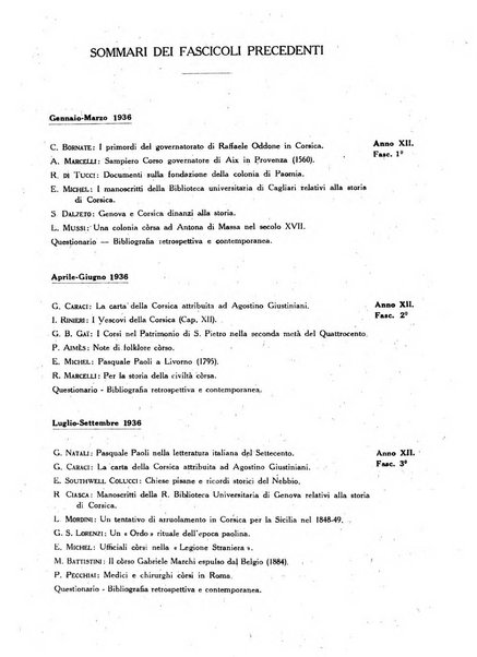 Archivio storico di Corsica pubblicazione trimestrale