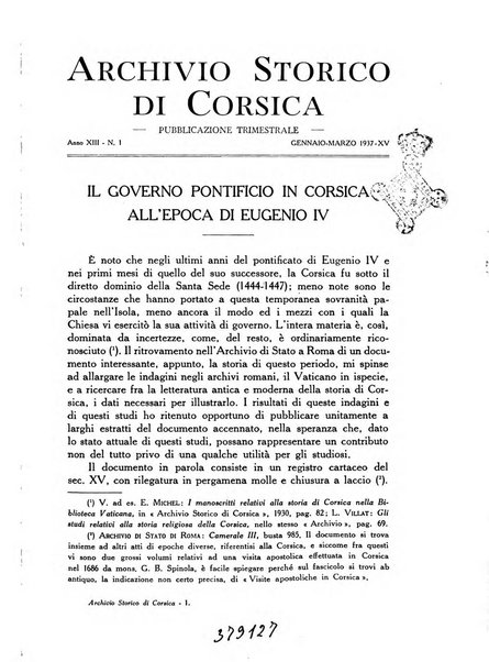 Archivio storico di Corsica pubblicazione trimestrale