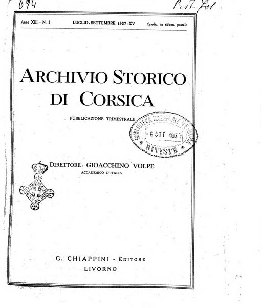 Archivio storico di Corsica pubblicazione trimestrale