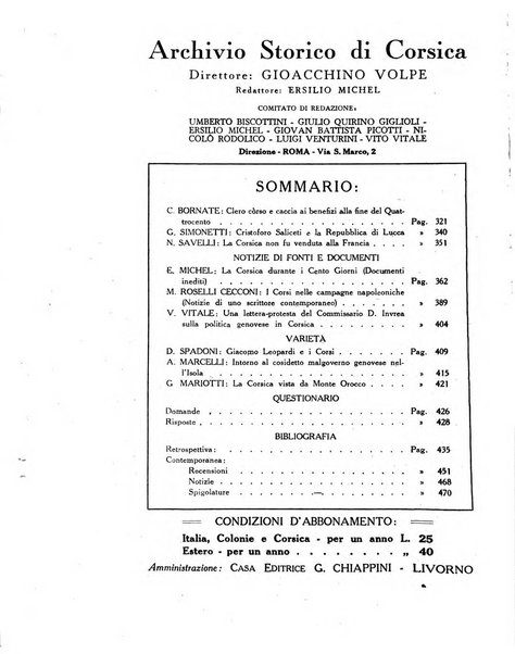 Archivio storico di Corsica pubblicazione trimestrale