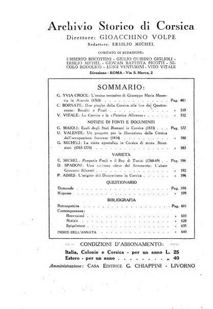 Archivio storico di Corsica pubblicazione trimestrale