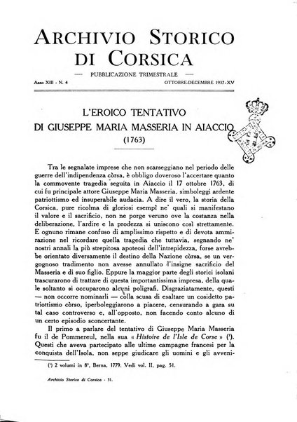 Archivio storico di Corsica pubblicazione trimestrale