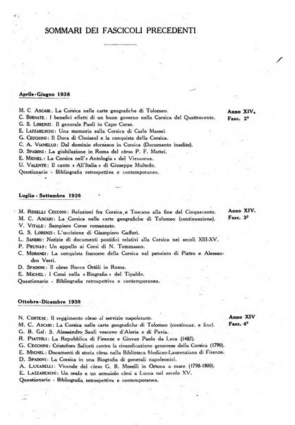 Archivio storico di Corsica pubblicazione trimestrale