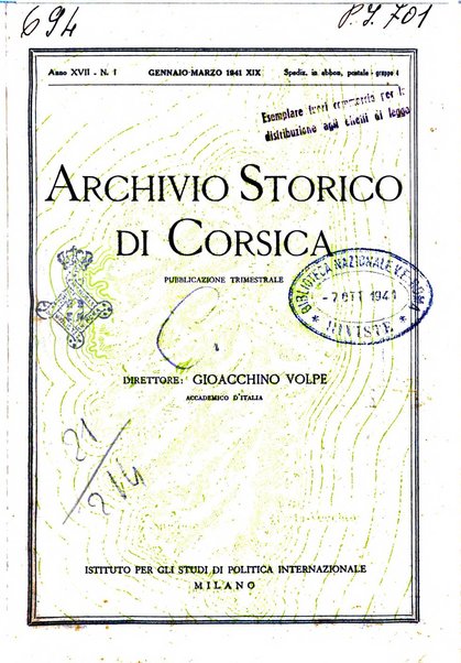 Archivio storico di Corsica pubblicazione trimestrale