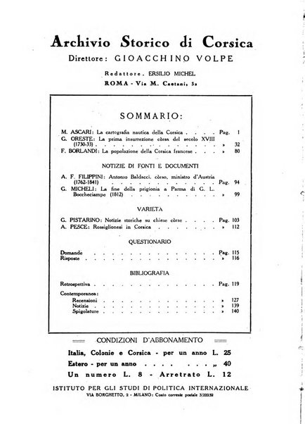 Archivio storico di Corsica pubblicazione trimestrale