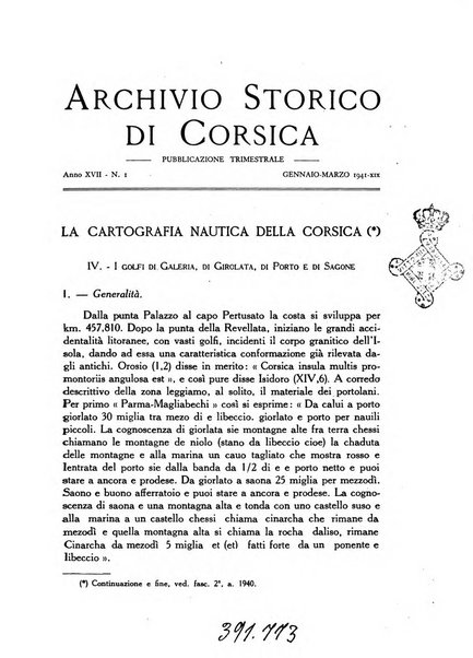 Archivio storico di Corsica pubblicazione trimestrale