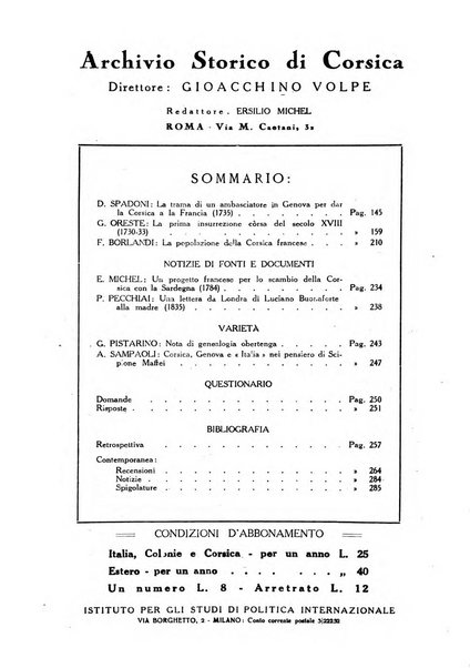 Archivio storico di Corsica pubblicazione trimestrale