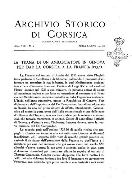 Archivio storico di Corsica pubblicazione trimestrale