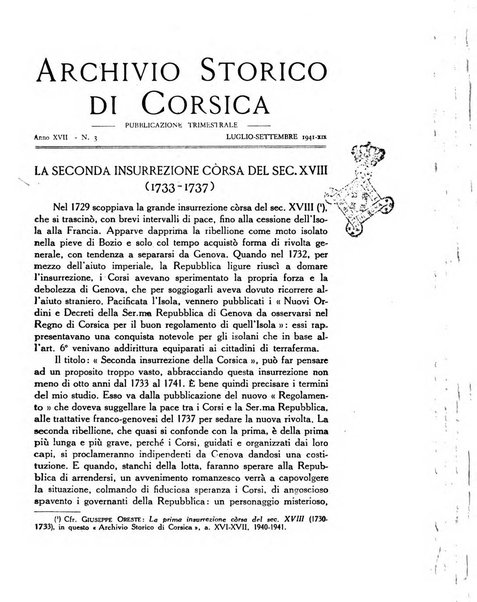 Archivio storico di Corsica pubblicazione trimestrale