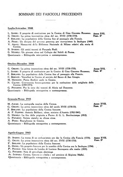 Archivio storico di Corsica pubblicazione trimestrale