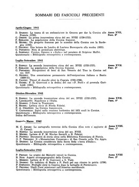 Archivio storico di Corsica pubblicazione trimestrale