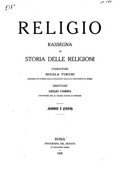 Religio rassegna bimestrale di storia delle religioni