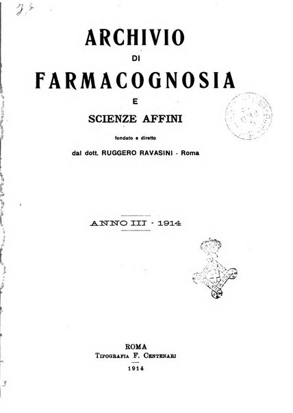 Archivio di farmacognosia e scienze affini