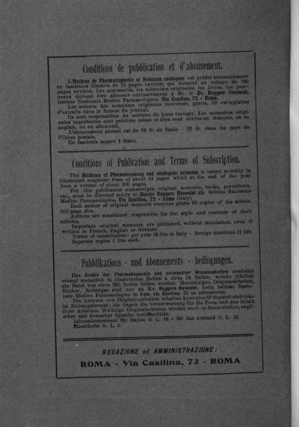 Archivio di farmacognosia e scienze affini