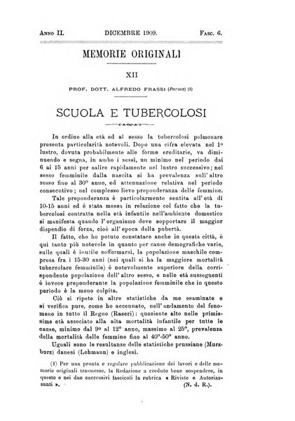 Tubercolosi giornale di studi e di lotta antitubercolare