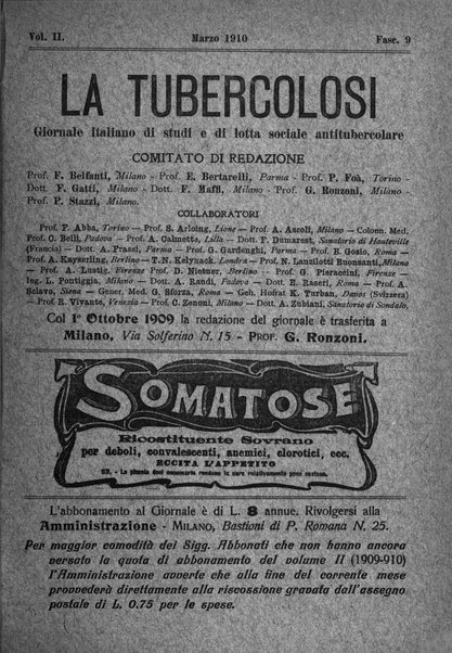 Tubercolosi giornale di studi e di lotta antitubercolare