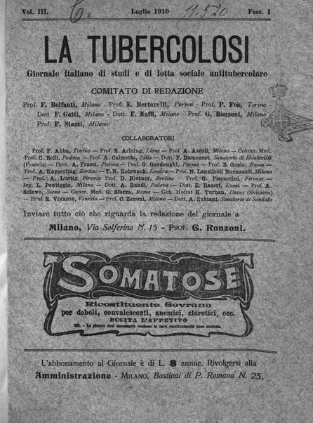 Tubercolosi giornale di studi e di lotta antitubercolare