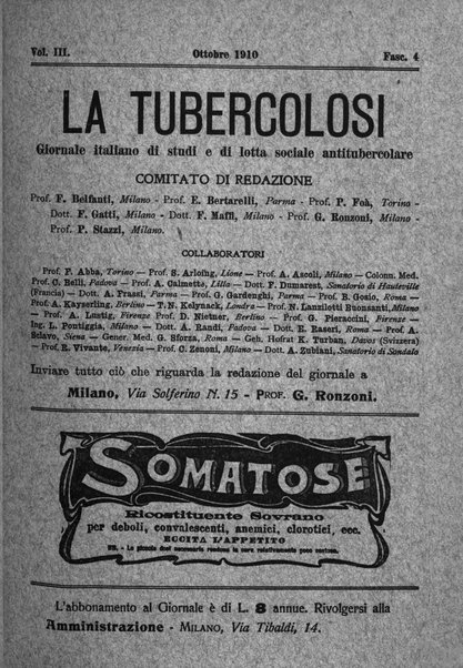 Tubercolosi giornale di studi e di lotta antitubercolare