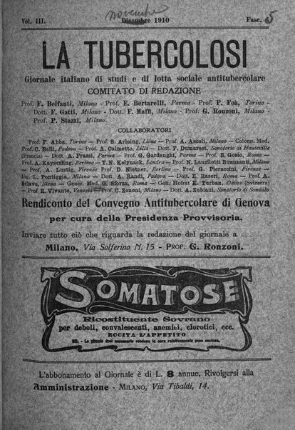 Tubercolosi giornale di studi e di lotta antitubercolare