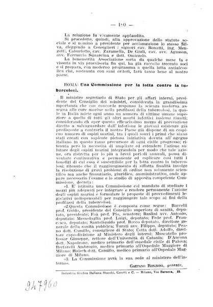 Tubercolosi giornale di studi e di lotta antitubercolare