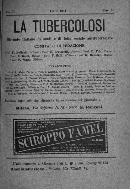 Tubercolosi giornale di studi e di lotta antitubercolare