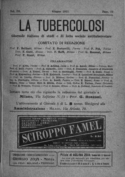 Tubercolosi giornale di studi e di lotta antitubercolare