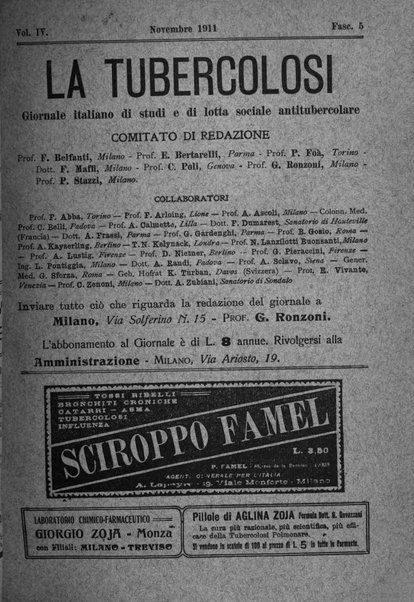 Tubercolosi giornale di studi e di lotta antitubercolare