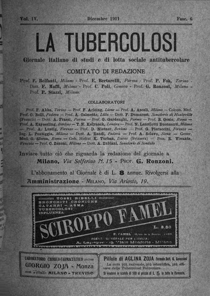 Tubercolosi giornale di studi e di lotta antitubercolare