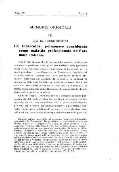 Tubercolosi giornale di studi e di lotta antitubercolare