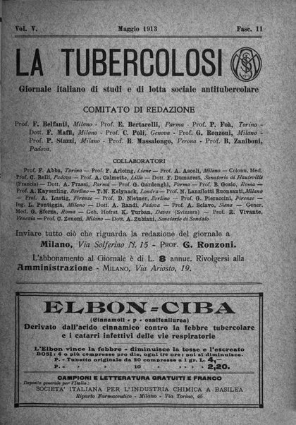 Tubercolosi giornale di studi e di lotta antitubercolare