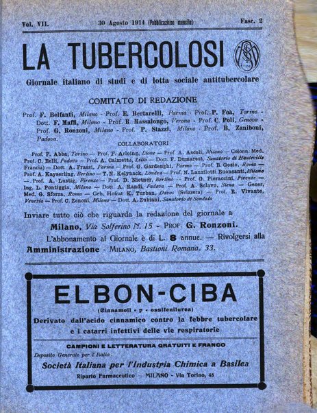 Tubercolosi giornale di studi e di lotta antitubercolare