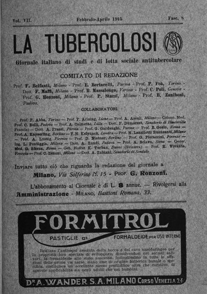 Tubercolosi giornale di studi e di lotta antitubercolare