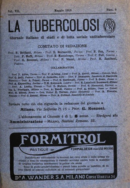 Tubercolosi giornale di studi e di lotta antitubercolare