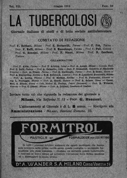 Tubercolosi giornale di studi e di lotta antitubercolare