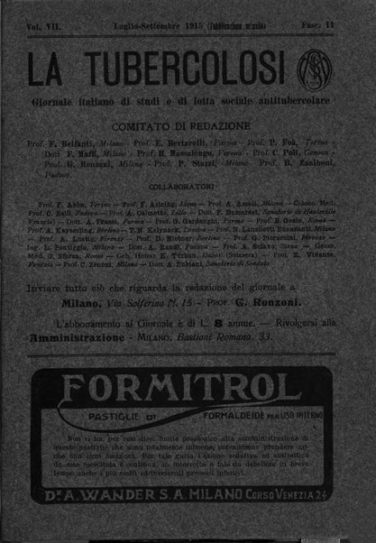 Tubercolosi giornale di studi e di lotta antitubercolare