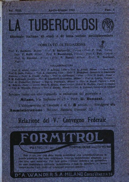 Tubercolosi giornale di studi e di lotta antitubercolare