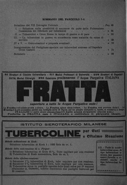 Tubercolosi giornale di studi e di lotta antitubercolare