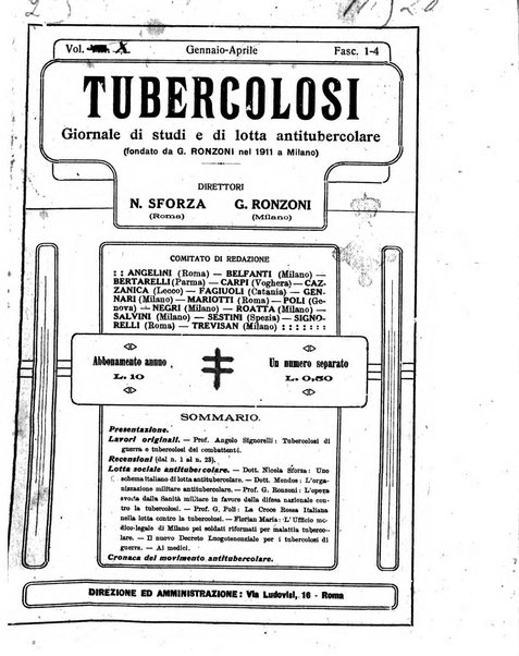 Tubercolosi giornale di studi e di lotta antitubercolare