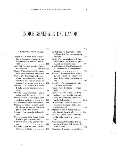 Tubercolosi giornale di studi e di lotta antitubercolare