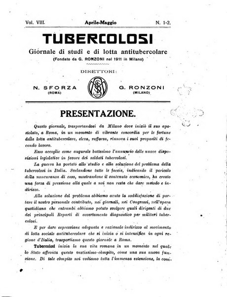 Tubercolosi giornale di studi e di lotta antitubercolare