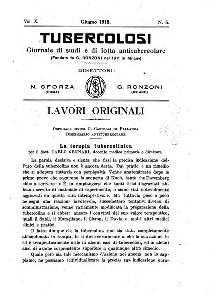 Tubercolosi giornale di studi e di lotta antitubercolare