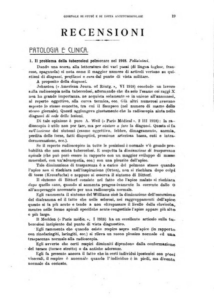 Tubercolosi giornale di studi e di lotta antitubercolare