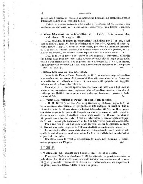 Tubercolosi giornale di studi e di lotta antitubercolare