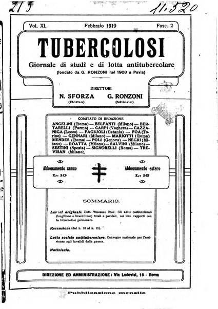 Tubercolosi giornale di studi e di lotta antitubercolare