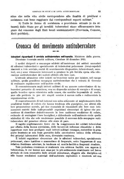 Tubercolosi giornale di studi e di lotta antitubercolare