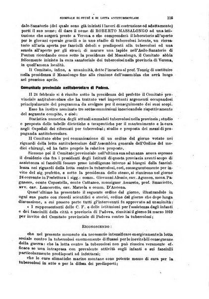 Tubercolosi giornale di studi e di lotta antitubercolare