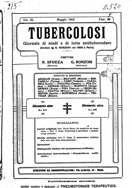 Tubercolosi giornale di studi e di lotta antitubercolare