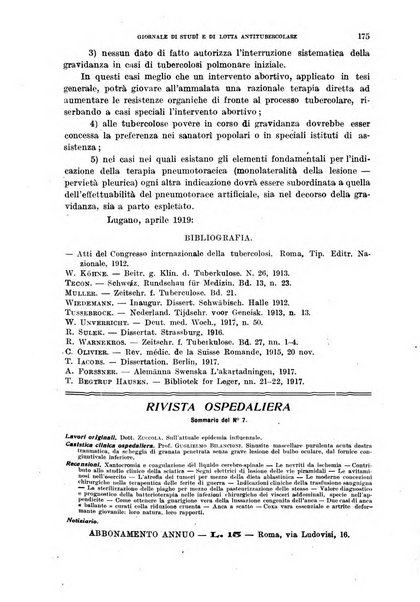 Tubercolosi giornale di studi e di lotta antitubercolare